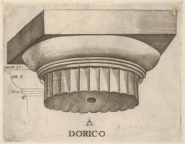 Master G.A.:Doric capital with measurements c1537-16x12"(A3) Poster