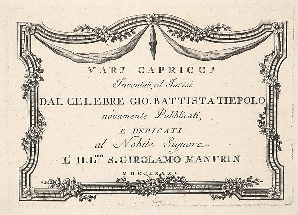 Giovanni Battista Tiepolo:Title page from Varj Carpiccj 1785-16x12"(A3) Poster