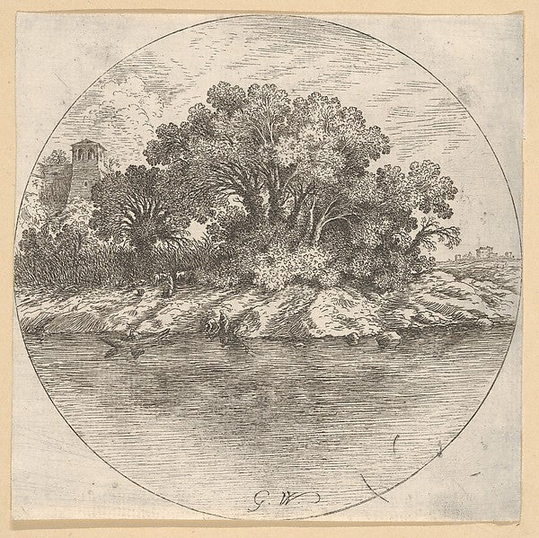 Landscape with Trees by the Water n.d.-Goffredo Wals,  Poster Print Wall Art