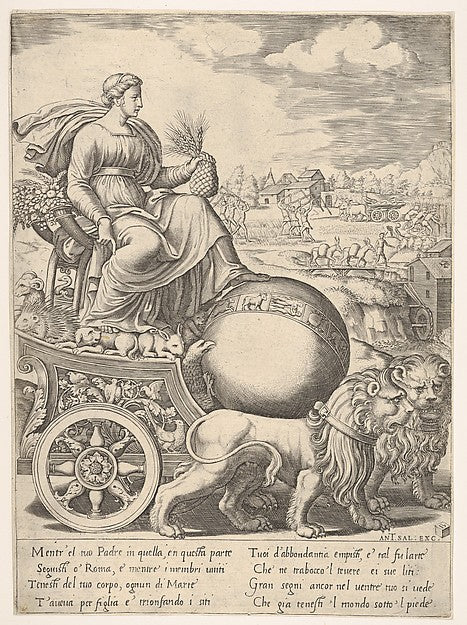Master of the Die , After Baldassare Tommaso Peruzzi:Cybele -16x12"(A3) Poster