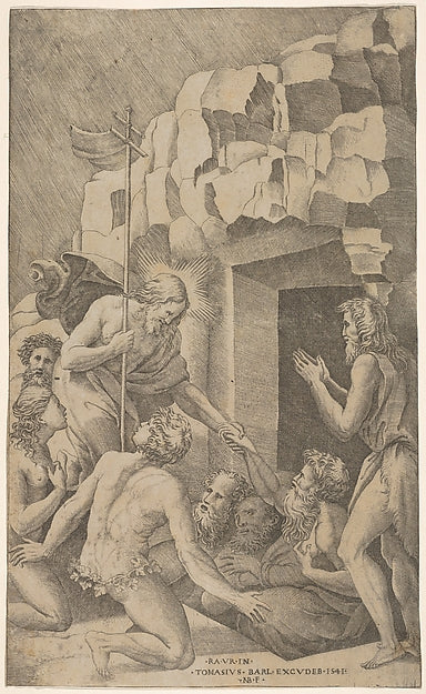 Christ in Limbo  after Raphael 1541-Nicolas Beatrizet ), After,  Poster Print Wall Art