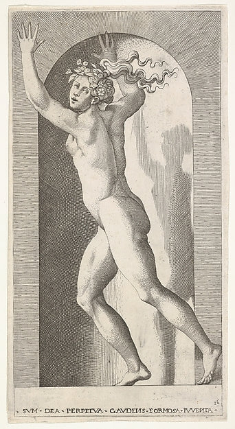 Plate 16 -  Hebe in a niche with her hands in the air  running t,  Poster Print Wall Art