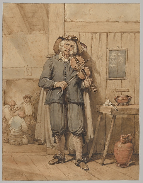 Johannes Hendrik van West:A Fiddler in a Tavern with Three M-16x12"(A3) Poster