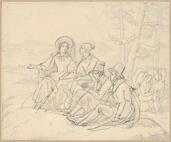 Martinus Rørbye:Men and Women Enjoying a View 1823–48-16x12"(A3) Poster