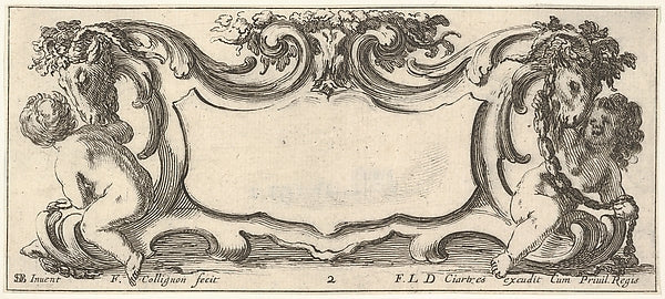 Plate 2 -  a cartouche with a child seen from the back to left a,  Poster Print Wall Art