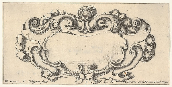 Plate 8 -  a cartouche with the head of an old man at top center,  Poster Print Wall Art