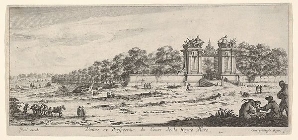 View of the gate of the residence of the Queen Mother  from th,  Poster Print Wall Art
