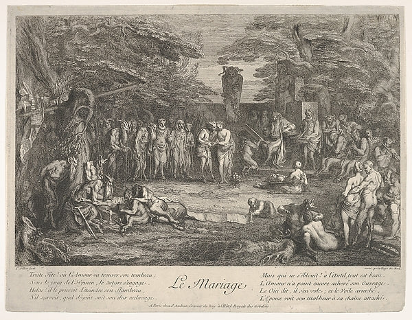 The Marriage  -  in a forest  an old satyr marries the betrothed,  Poster Print Wall Art