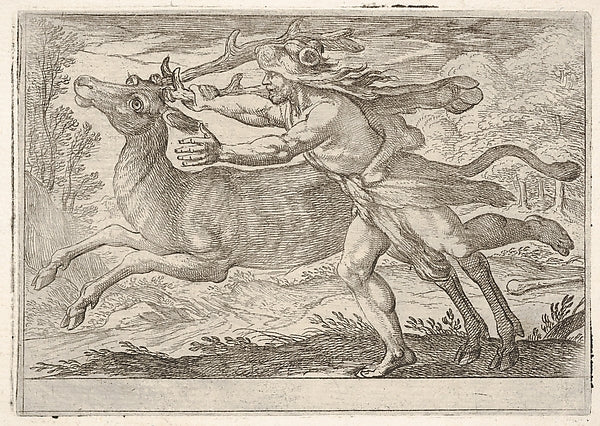 Hercules and the Hind of Mount Cerynea -  Hercules strides along,  Poster Print Wall Art