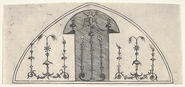 Lancet-shaped panel of grotesque decoration 1541-Enea Vico ,  Poster Print Wall Art