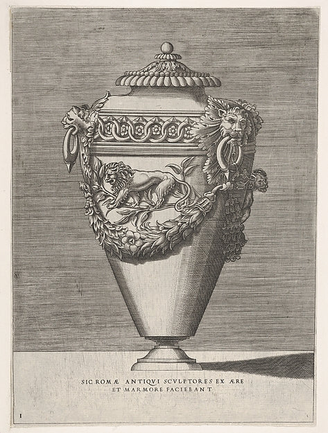 Antique Lidded Urn Decorated with a Motif of Diamond Rings and,  Poster Print Wall Art