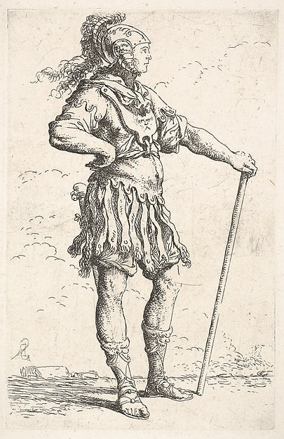 A warrior facing right wearing a plumed helmet and holding a s,  Poster Print