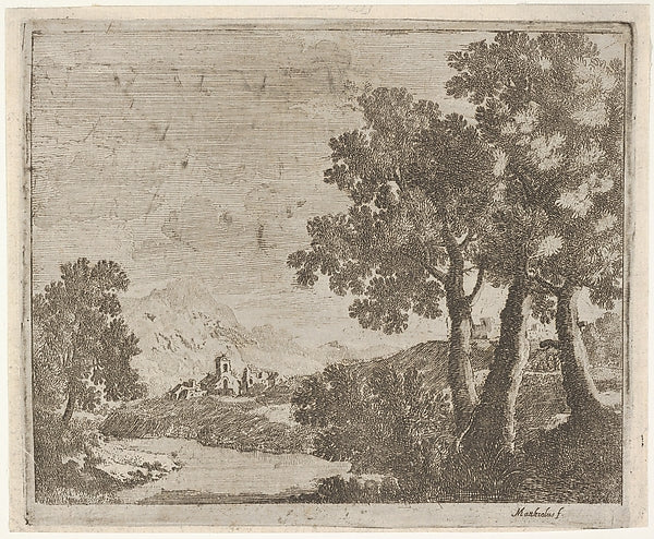 Landscape with a Distant Village-Lodovico Mattioli ,  Poster Print Wall Art