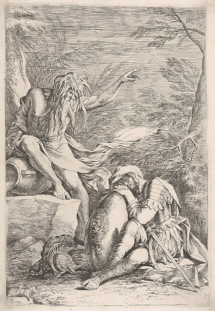 Dream of Aeneas  Aeneas rests on his shield  while the river g,  Poster Print