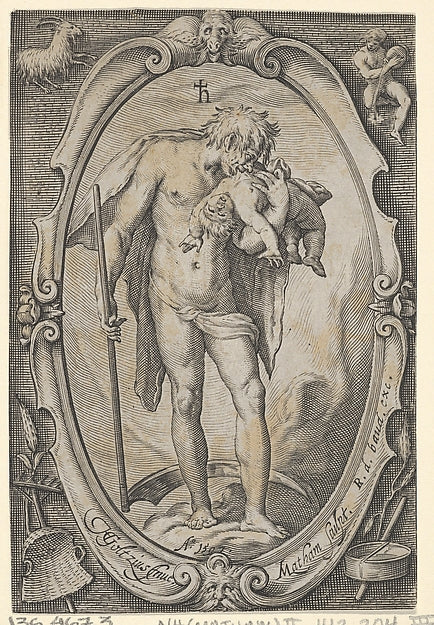 Saturn  1597-Jacob Matham, After Hendrick Goltzius ,  Poster Print Wall Art