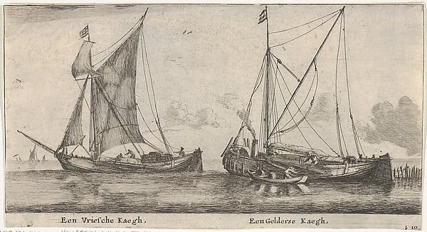 A Friesland Ketch and a Gelderse Keth  from "Various Ships and,16x12"(A3)Poster