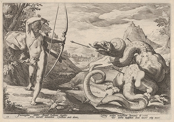 Apollo Killing the Python-Possibly by Robert Willemsz de Baudo,  Poster Print Wall Art