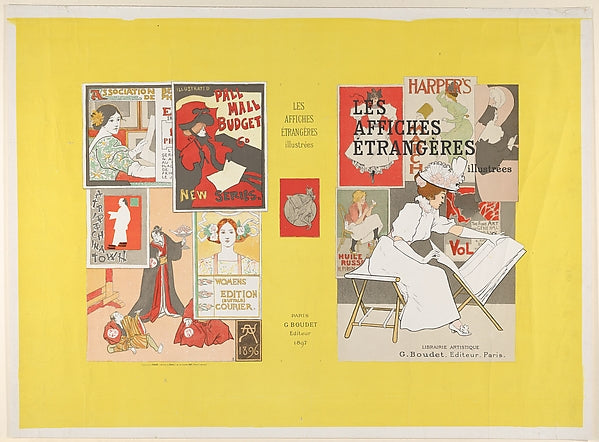 Jules Chéret:Design for a book cover for "Les Affiches étran-16x12"(A3) Poster