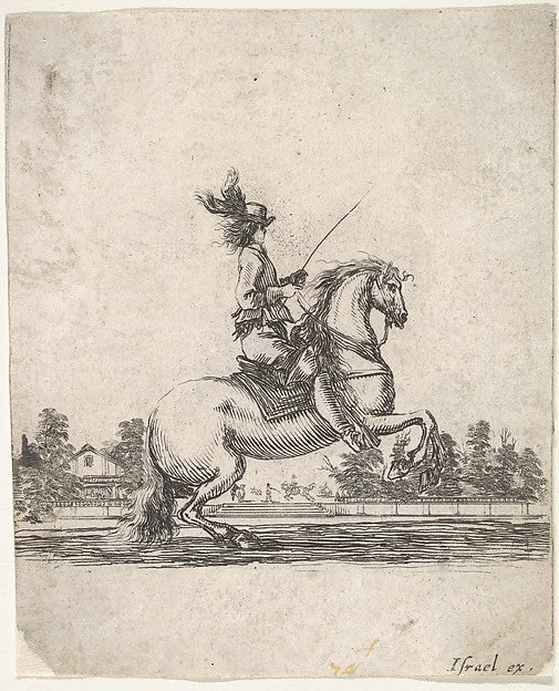 Stefano della Bella :A horseman atop a rearing horse in prof-16x12"(A3) Poster