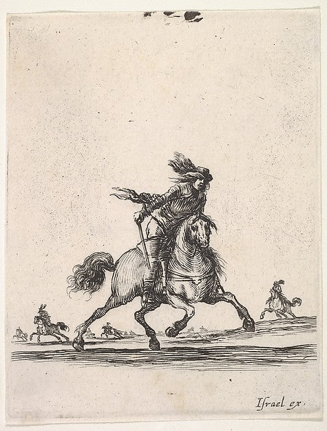Stefano della Bella :A horseman galloping towards right with-16x12"(A3) Poster