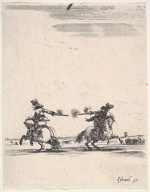 Stefano della Bella :Two horsemen dueling with pistols one s-16x12"(A3) Poster
