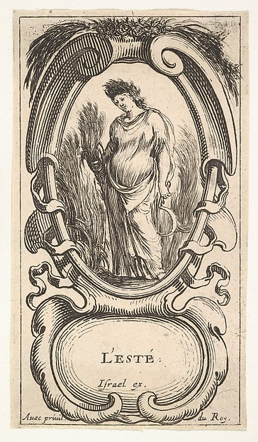 Stefano della Bella :Summer a woman crowned with corn standi-16x12"(A3) Poster