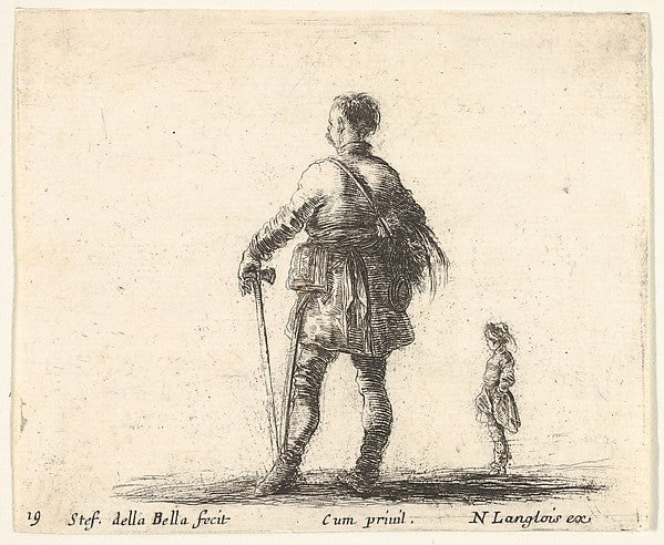 Stefano della Bella :Plate 19: a Polish nobleman in court dr-16x12"(A3) Poster