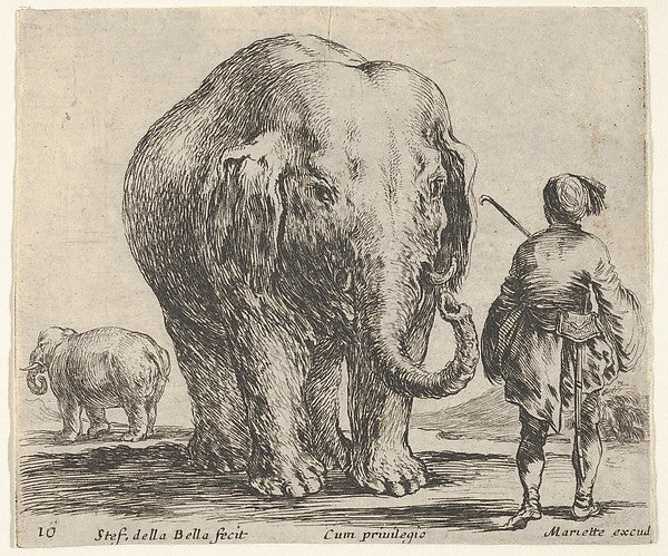 Stefano della Bella :Plate 16: an elephant in center his mah-16x12"(A3) Poster