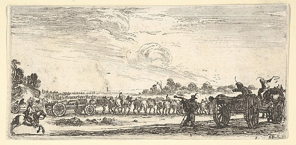 Stefano della Bella :Plate 3: a procession of horse-drawn ca-16x12"(A3) Poster