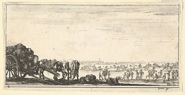 Stefano della Bella :Plate 8: a chariot and two horses to le-16x12"(A3) Poster
