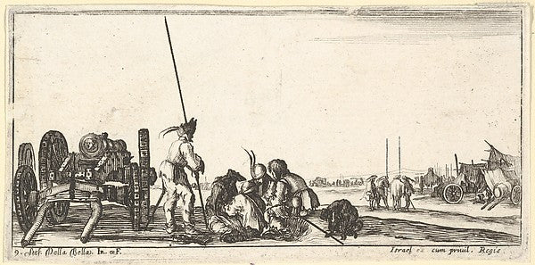 Stefano della Bella :Plate 9: a chariot carrying a cannon to-16x12"(A3) Poster