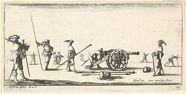 Stefano della Bella :Plate 10: a soldier charging a cannon i-16x12"(A3) Poster