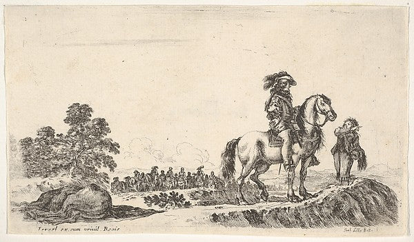 Stefano della Bella :A horseman facing right in profile aski-16x12"(A3) Poster