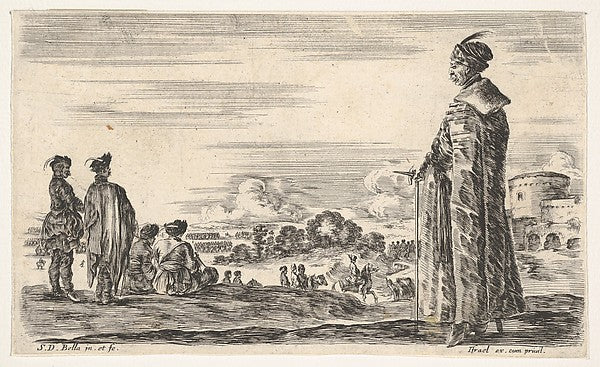 Stefano della Bella :A Polish man in a long robe standing at-16x12"(A3) Poster