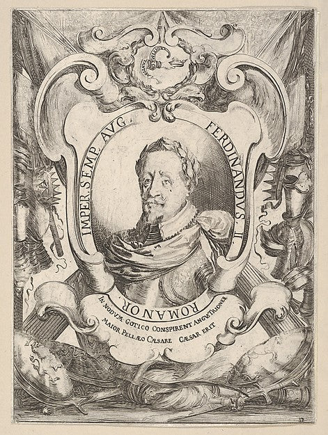 Stefano della Bella :A mid-bust portrait of Emperor Ferdinan-16x12"(A3) Poster