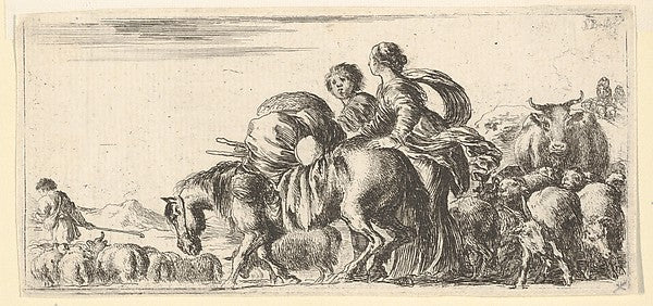 Stefano della Bella :Journey of Jacob and Rachel to the land-16x12"(A3) Poster