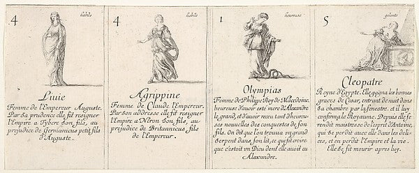 Stefano della Bella :Liuie Agrippine Olympias and Cleopatre -16x12"(A3) Poster
