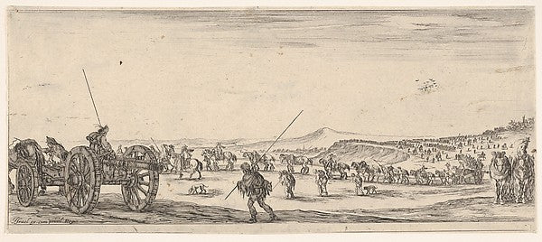 Stefano della Bella :A procession of horsemen and cannons in-16x12"(A3) Poster