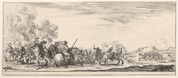 Stefano della Bella :A battle on horseback from 'Peace and W-16x12"(A3) Poster