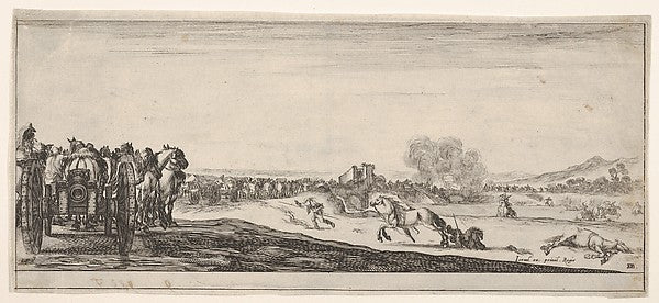 Stefano della Bella :A procession of horse-drawn cannon carr-16x12"(A3) Poster