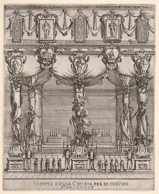 Stefano della Bella :Interior of the church of San Lorenzo i-16x12"(A3) Poster