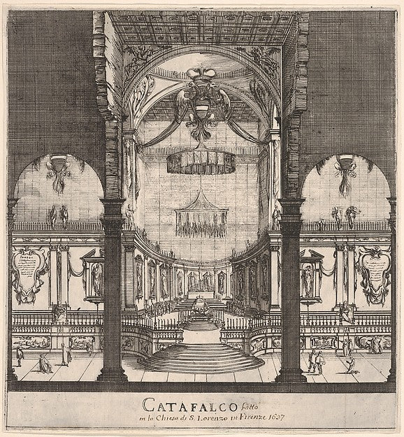 Stefano della Bella :The tomb of Ferdinand II at center in t-16x12"(A3) Poster