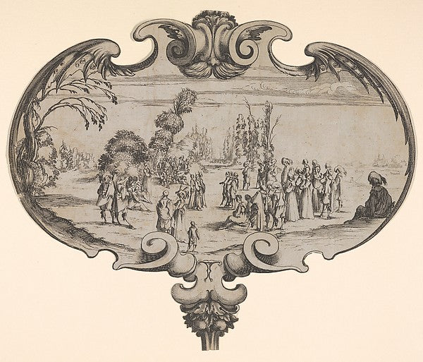 Stefano della Bella :A fan with a musical troupe and spectat-16x12"(A3) Poster