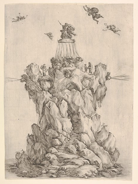 Stefano della Bella :The rock of Aeolus surrounded by water -16x12"(A3) Poster
