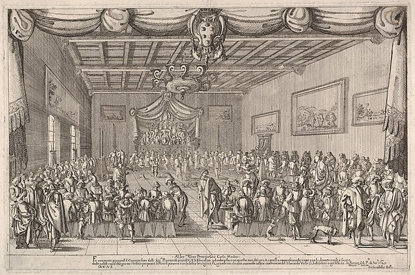 Stefano della Bella :Banquet of the Piacevoli various men ar-16x12"(A3) Poster