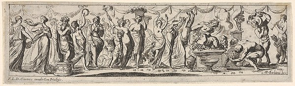 Procession of draped female dancers  women bearing baskets  an,  Poster Print Wall Art