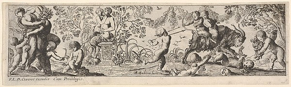 Composition with three figure groups -  at left a woman struggle,  Poster Print Wall Art