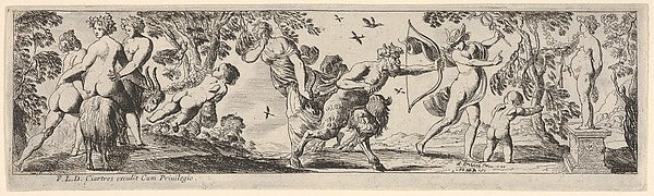Composition of figures arranged in a landscape foreground befo,  Poster Print Wall Art