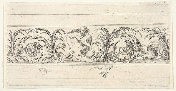 Plate 6: a triton and a siren fighting at center  their legs a,  Poster Print