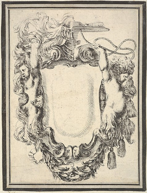 Plate 7: a cartouche flanked by two satyrs  crowned with half ,  Poster Print